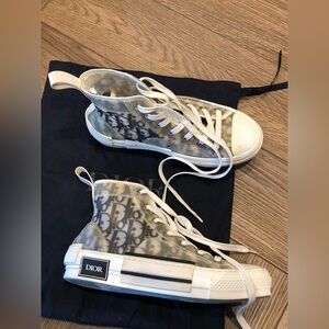 Christian Dior oblique high top lace up sneakers size 37
